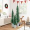 3-Pack Slim Pencil Artificial Christmas Trees with Lifelike Green PVC and Rustic Metal Buckets